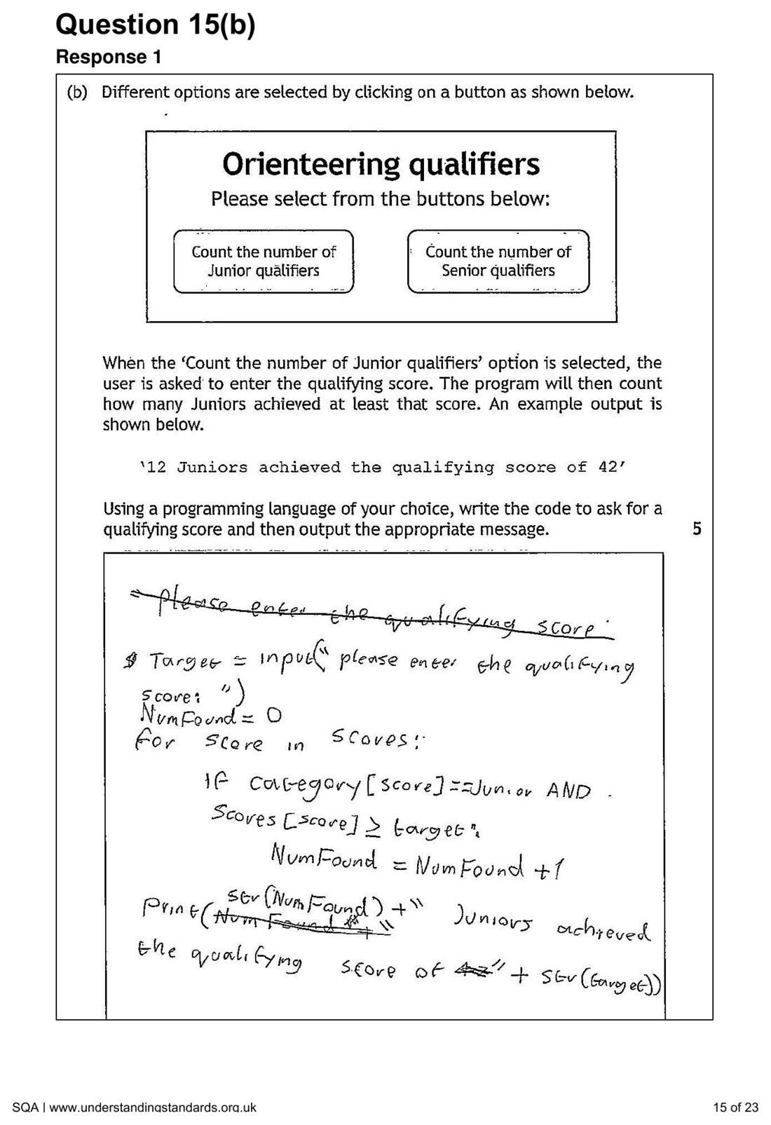 Candidate Response 1's counting algorithm in Python