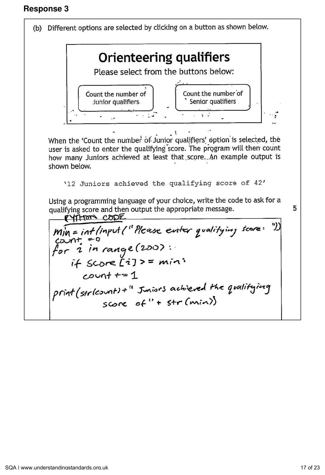 Candidate Response 3's counting algorithm in Python