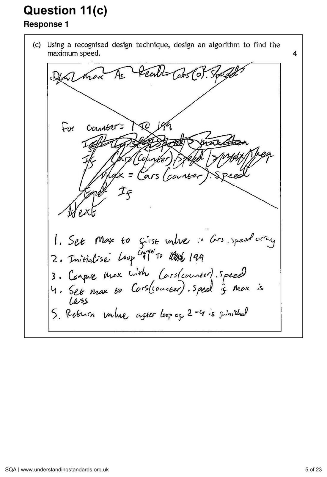 Candidate Response 1's find-maximum algorithm design