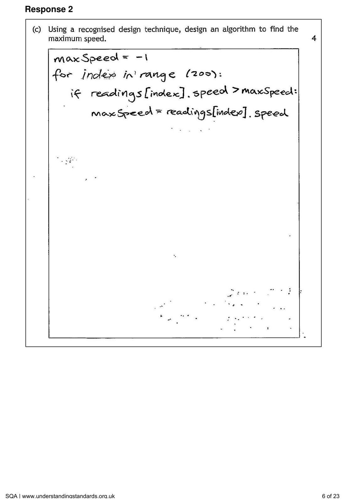 Candidate Response 2's find-maximum algorithm in Python