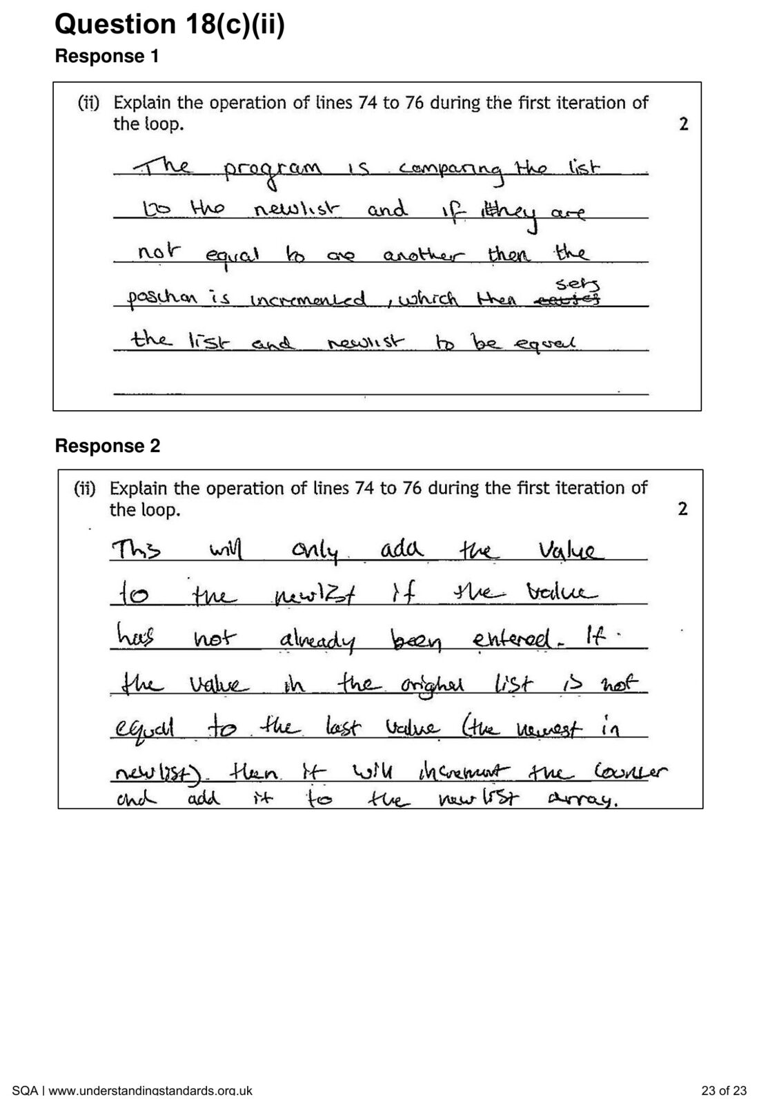 Candidate Response 1's explanation of the code
