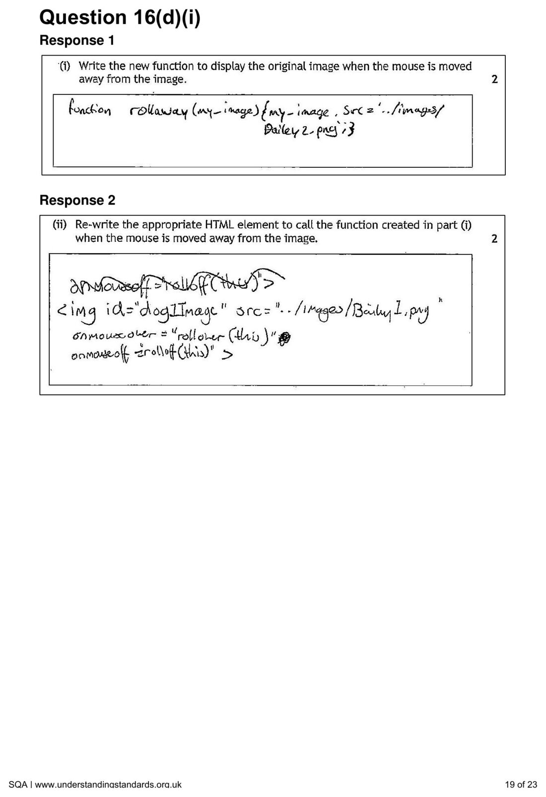 Candidate Response 1's rollaway function